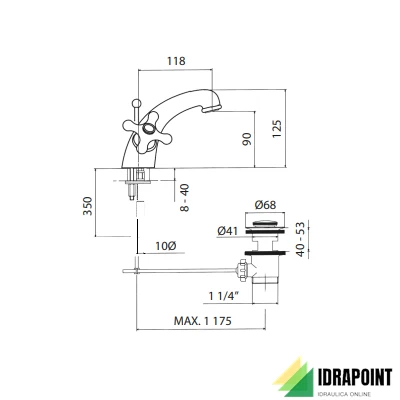 BATTERIA MONOFORO PER LAVABO E SCARICO Ø 5/4