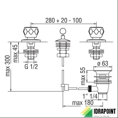 BATTERIA PER BIDET 3 FORI - SERIE NUOVA FLORA