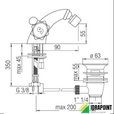 BATTERIA PER BIDET MONOFORO - SERIE NUOVA FLORA