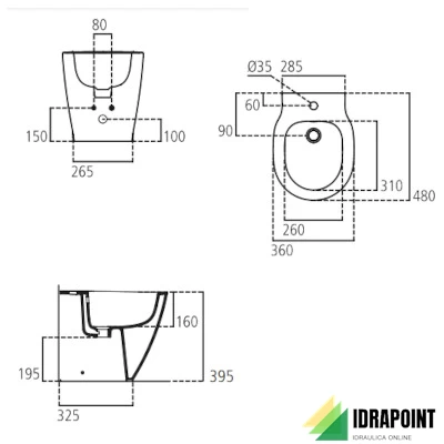 BIDET FILO PARETE CM 48 - SERIE CONNECT SPACE BIANCO EUROPEO
