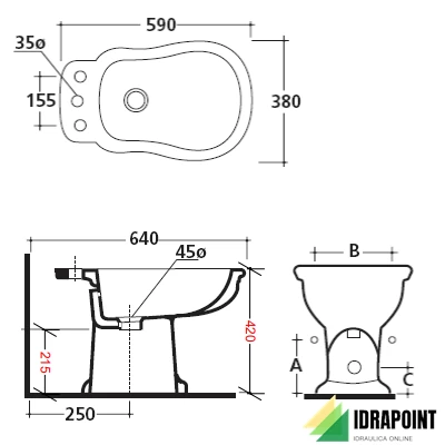 BIDET MONOFORO CM. 59 - SERIE ETHOS