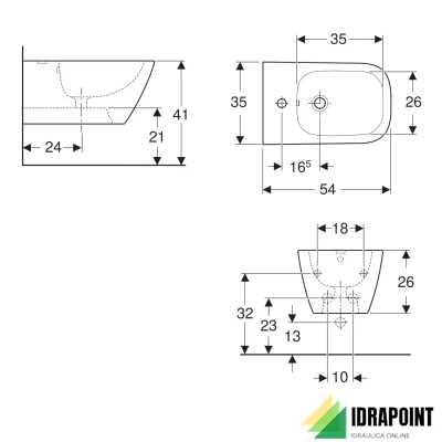 BIDET SOSPESO BIANCO - SERIE SMYLE SQUARE