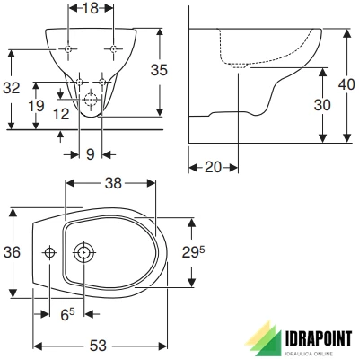 BIDET SOSPESO MONOFORO - SERIE COLIBRI' BIANCO
