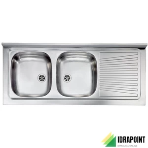LAVELLO INOX CM. 120X50 CM - 2 VASCHE CON SCIVOLO DX