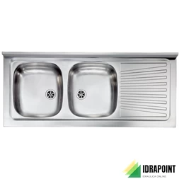 LAVELLO INOX CM. 120X50 CM - 2 VASCHE CON SCIVOLO DX