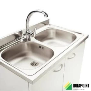 MOBILE E LAVELLO INOX CM 120X50 2 VASCHE SCIVOLO DX BIANCO