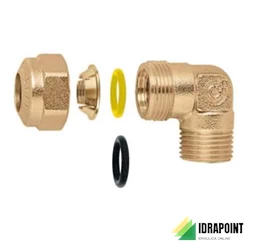 RACCORDO CURVO TENUTA O-RING X TUBO RAME 3/8