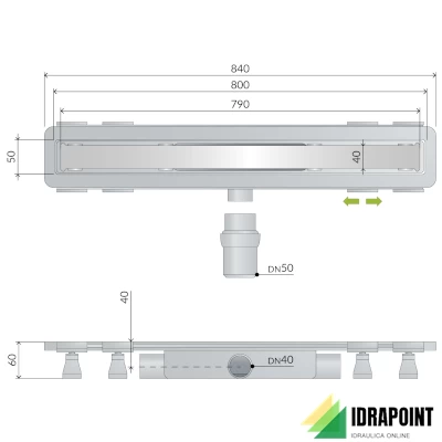 CANALINA INOX 700X50 MM RENOVA UNSEEN