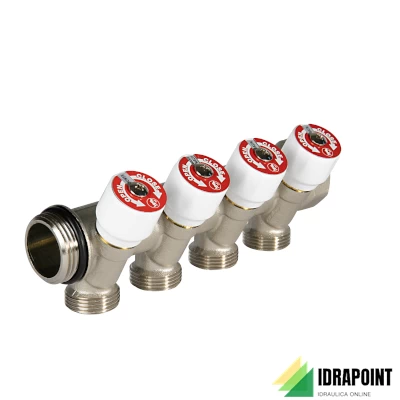 COLLETTORE GIACOMINI 4 VIE C/RUBINETTI Ø 3/4