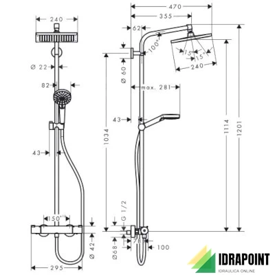 CROMETTA E SHOWERPIPE 240 1JET CON TERMOSTATICO