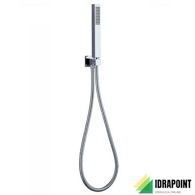 DOCCIA GLAMOUR DUPLEX IN OTTONE CROMATO QUADRA CON SUPPORTOE