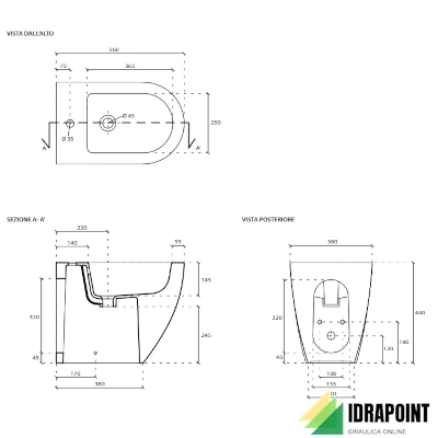 DREAM BIDET FILO PARETE 56CX36 CM BIANCO