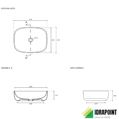 DREAM LAVABO DA APPOGGIO 50X38 CM BIANCO