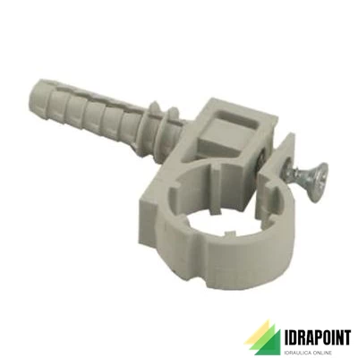 FERMATUBO IN NYLON PER TUBO RAME CON VITE E TASSELLO Ø 18 MM