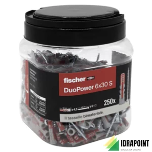CONFEZIONE 250 PZ. TASSELLI Ø 6 X 30 MM DUOPOWER