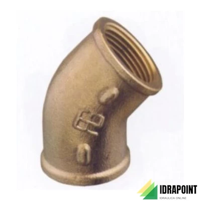 GOMITO A 45° IN OTTONE GIALLO F/F Ø 3/4