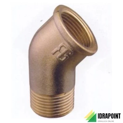 GOMITO A 45° IN OTTONE GIALLO M/F Ø 1/2