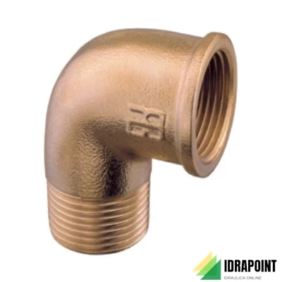 GOMITO A 90° IN OTTONE GIALLO M/F Ø 1/2