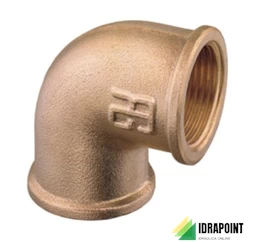 GOMITO A 90° IN OTTONE GIALLO F/F Ø 1/4