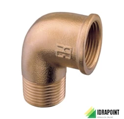 GOMITO A 90° IN OTTONE GIALLO M/F Ø 1/4