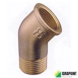 GOMITO A 45° IN OTTONE GIALLO M/F Ø 1/2