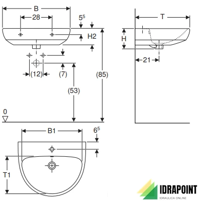 LAVABO 60 CM  - SERIE SELNOVA BIANCO