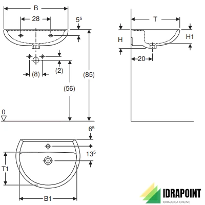 LAVABO CM 55 - SERIE COLIBRI' BIANCO