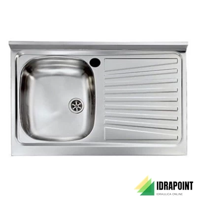 LAVELLO INOX CM. 90X50 CM - 1 VASCA CON SCIVOLO DX