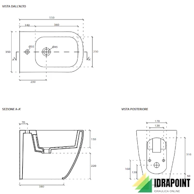 MEG11 BIDET FILO PARETE 55X35 CM BIANCO
