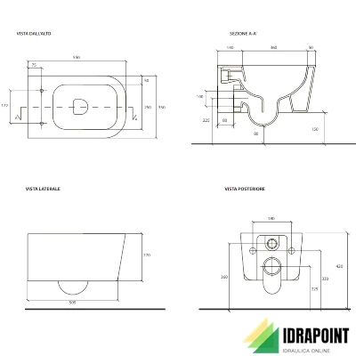 MEG11 PRO VASO SOSPESO 55X35 CM SENZA BRIDA BIANCO