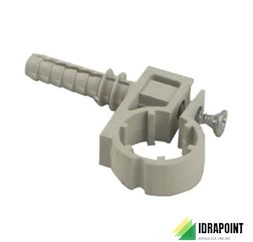 FERMATUBO IN NYLON PER TUBO RAME CON VITE E TASSELLO Ø 10 MM