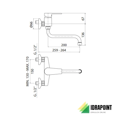 MISCELATORE DA LAVELLO A PARETE 7723/0741 - SERIE LOGOS