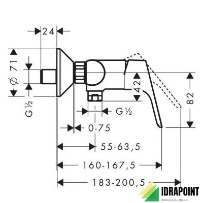 MISCELATORE DOCCIA ESTERNO - SERIE FOCUS E2