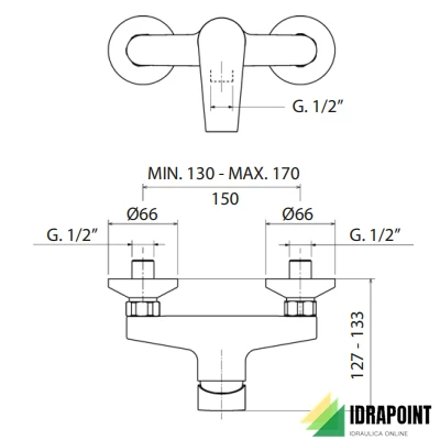 MISCELATORE ESTERNO DOCCIA 3723 - SERIE LOGOS+/LOGOS 130