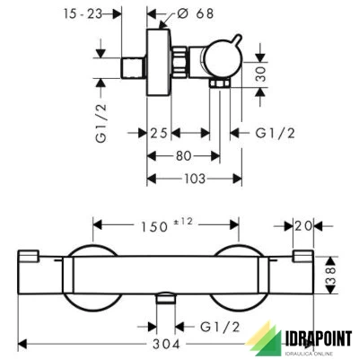 MISCELATORE ESTERNO DOCCIA TERMOSTATICO - SERIE ECOSTAT