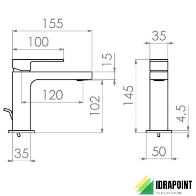 MISCELATORE LAVABO 145 MM SENZA SCARICO - SERIE TEO CROMO
