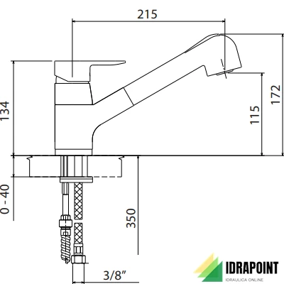 MISCELATORE LAVELLO MONOFORO CON DOCCIA  H2VIP