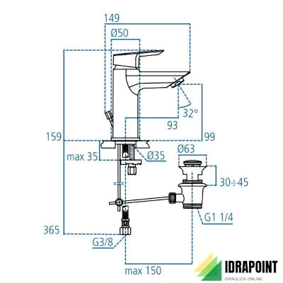 MISCELATORE MONOCOMANDO LAVABO - SERIE BLUESTART CERAMIX