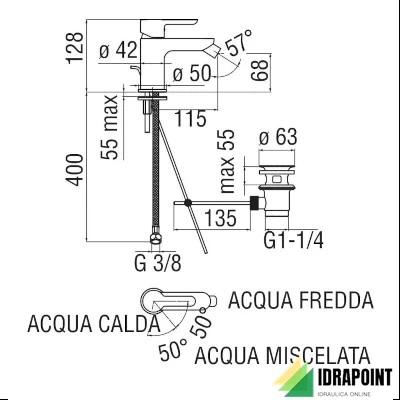 MISCELATORE PER BIDET - SERIE ABC