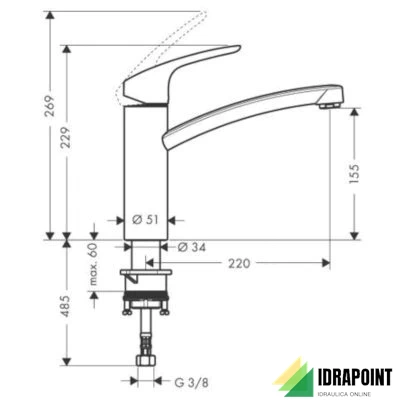 MISCELATORE PER LAVELLO BOCCA GIREVOLE - SERIE FOCUS E2