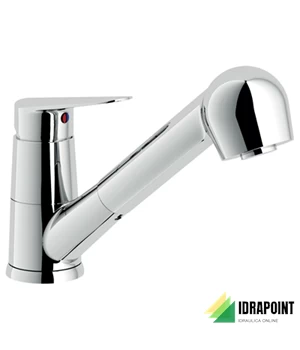 MISCELATORE LAVELLO MONOFORO CON DOCCETTA 2 GETTI ESTRAIBILE