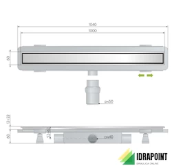 CANALINA ACCIAIO INOX 60X6CM H 6CM IN ABS PIASTRELLABILE