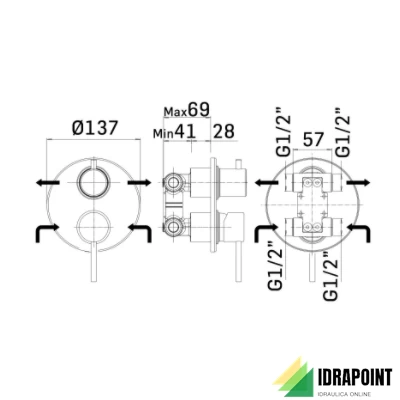 PARTE ESTERNA MISCELATORE DOCCIA CON DEVIATORE - SERIE PICO