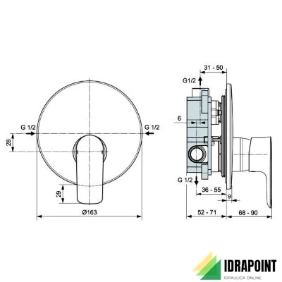 PARTI ESTERNE MISCELATORE INCASSO DOCCIA - SERIE CONNECT AIR