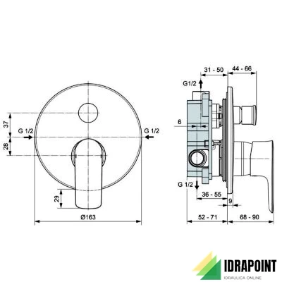 PARTI ESTERNE MISCELATORE INCASSO DOCCIA/VASCA SERIE CONNECT