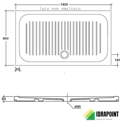 PIATTO DOCCIA 140X80 CM H=60 MM