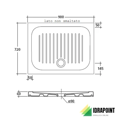 PIATTO DOCCIA 90X72 CM H=60 MM