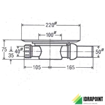 PILETTA SIFOIDE PAVIMENTO CON GRIGLIA 100X100 MM