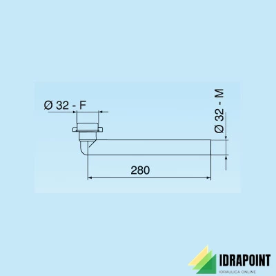 PROLUNGA CURVA PER  SIFONE Ø 32X280 MM