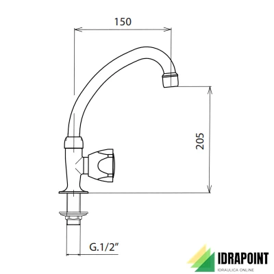 RUBINETTO A COLONNINA ALFA CON COLLO GIREVOLE 0743 CROMO